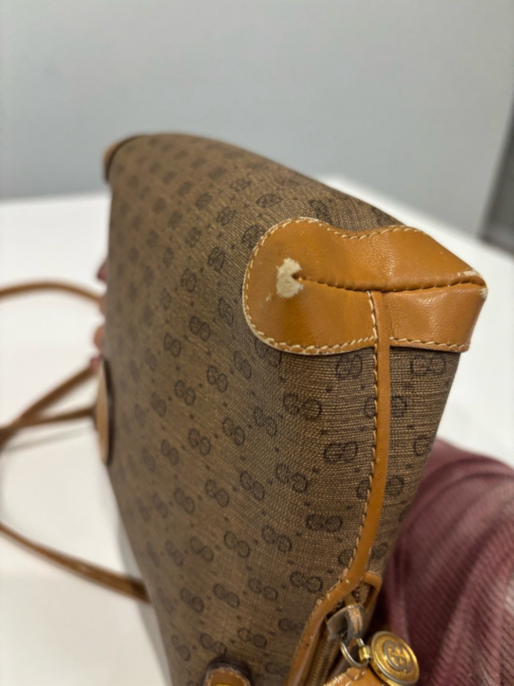 Vintage Gucci GG Supreme Canvas Crossbody Bag Brown Tan Monogram Mini Bag - Picture 9 of 11